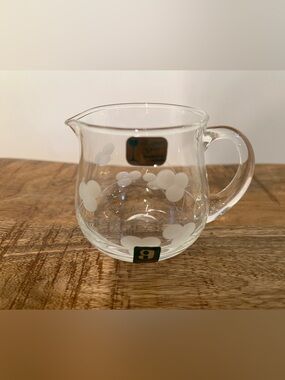 vintage Eamon Glass hand cut Ireland Shamrock small creamer pitcher